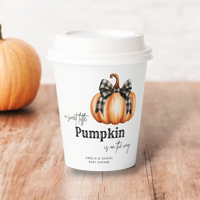Sweet Little Pumpkin Orange Black Bow Girl Paper Cups (Creator Uploaded)