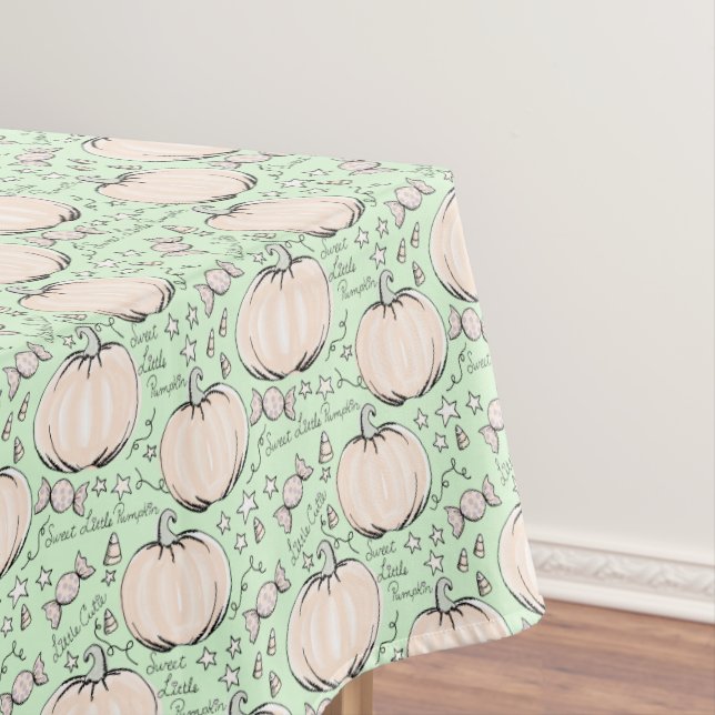 Sweet Little Pumpkin Pastel Halloween Tablecloth (In Situ)
