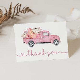 Sweet Little Pumpkin Pink Autumn Baby Shower Thank You Card
