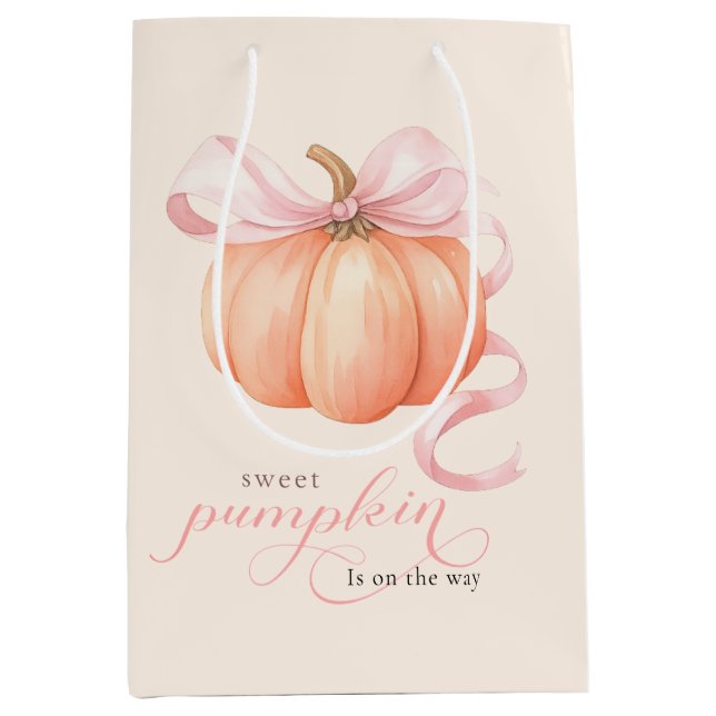 Sweet Little pumpkin pink bow is on the way Medium Gift Bag (Front)