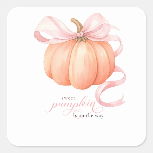 Sweet Little pumpkin pink bow is on the way Square Sticker (Front)
