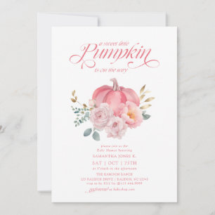 Sweet Little Pumpkin Pink Floral Fall Baby Shower Invitation