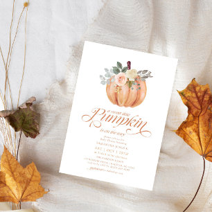 Sweet Little Pumpkin Pink Floral Fall Baby Shower  Invitation
