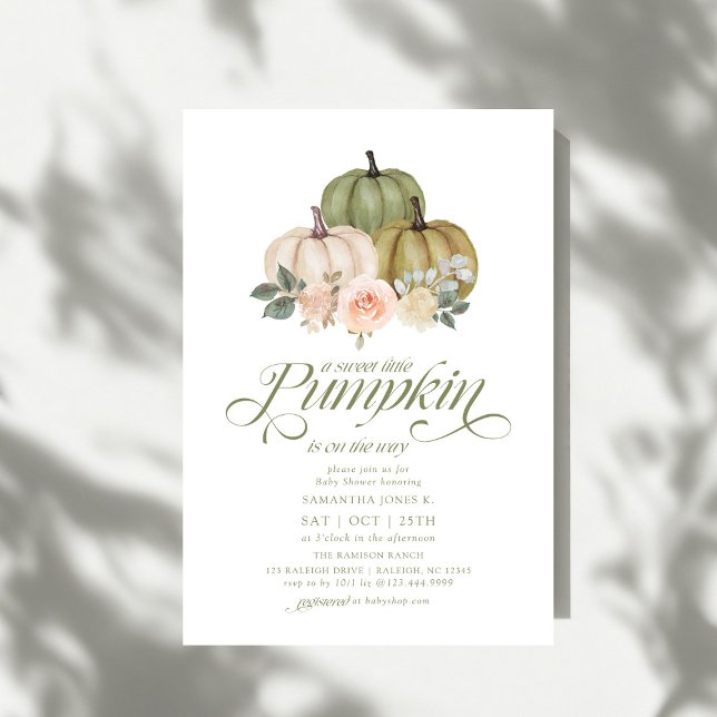 Sweet Little Pumpkin Pink Floral Fall Baby Shower  Invitation (Creator Uploaded)