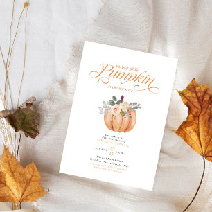 Sweet Little Pumpkin Pink Floral Fall Baby Shower  Invitation