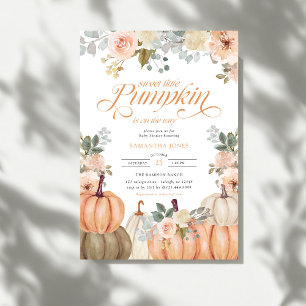 Sweet Little Pumpkin Pink Floral Fall Baby Shower Invitation