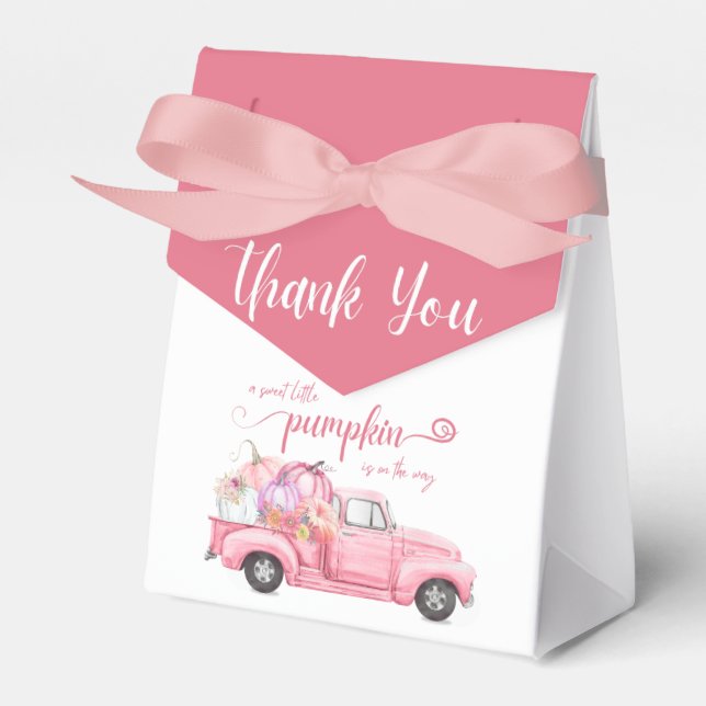 Sweet Little Pumpkin Pink Girl Baby Shower Favour Box (Front Side)