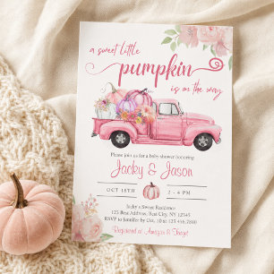 Sweet Little Pumpkin Pink Girl Baby Shower Invitation