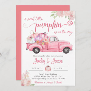 Sweet Little Pumpkin Pink Girl Baby Shower Invitation