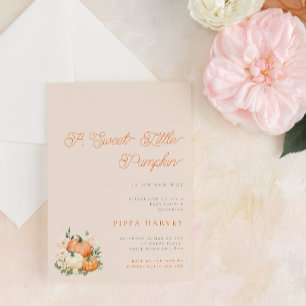 Sweet Little Pumpkin Pink & Orange Baby Shower Invitation