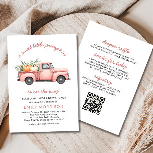 Sweet Little Pumpkin Pink Truck Girl Baby Shower Invitation