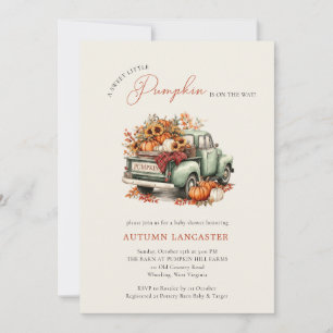 Sweet Little Pumpkin Truck Fall Baby Shower Invitation