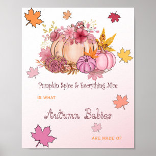 Sweet Little Pumpking Girl Spice & Nice Pink Fall  Poster