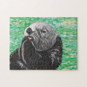 Sweet Little Sea Otter Painting Jigsaw Puzzle