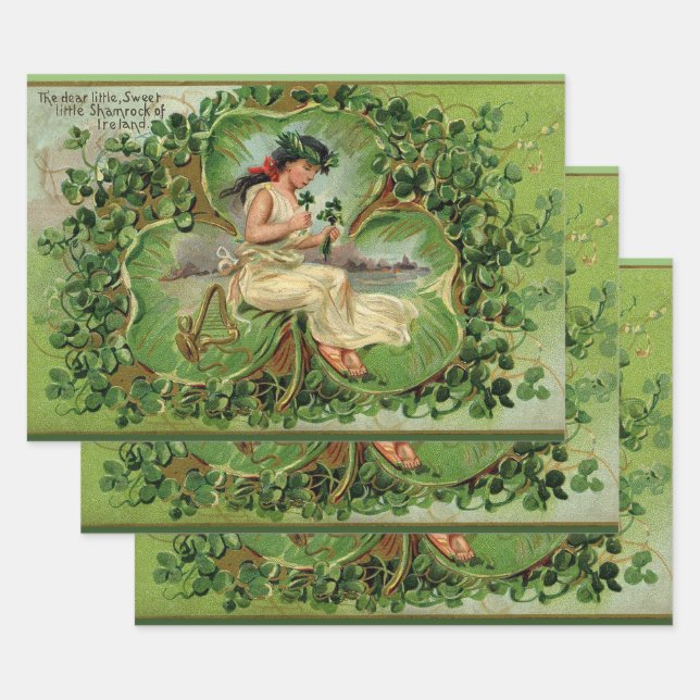 Sweet Little Shamrock Wrapping Paper Sheet (Set)