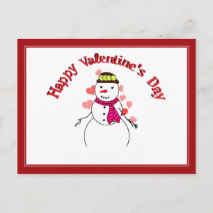 Sweet Little Snow Girl - Happy Valentine's Day Holiday Postcard