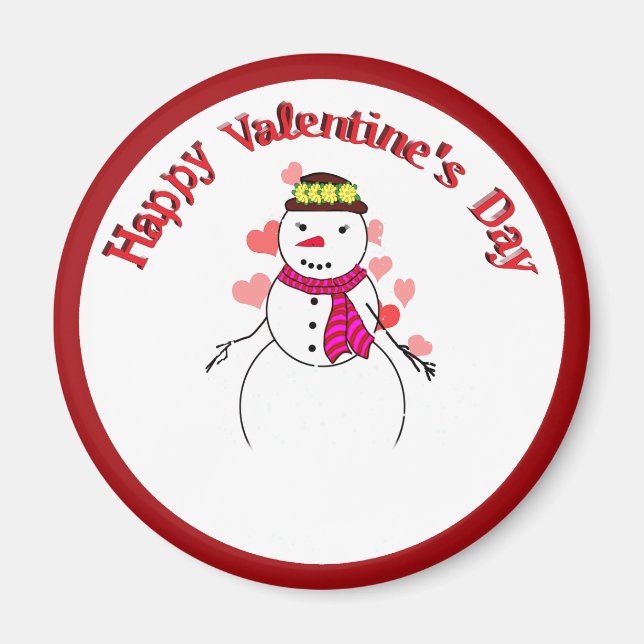 Sweet Little Snow Girl - Happy Valentine's Day Magnet (Front)