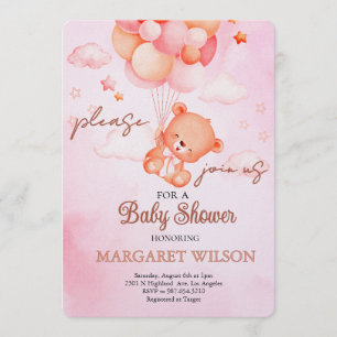 Sweet Little Teddy Bear Baby Shower Invitation