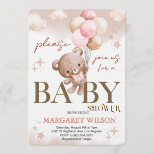 Sweet Little Teddy Bear Baby Shower Invitation