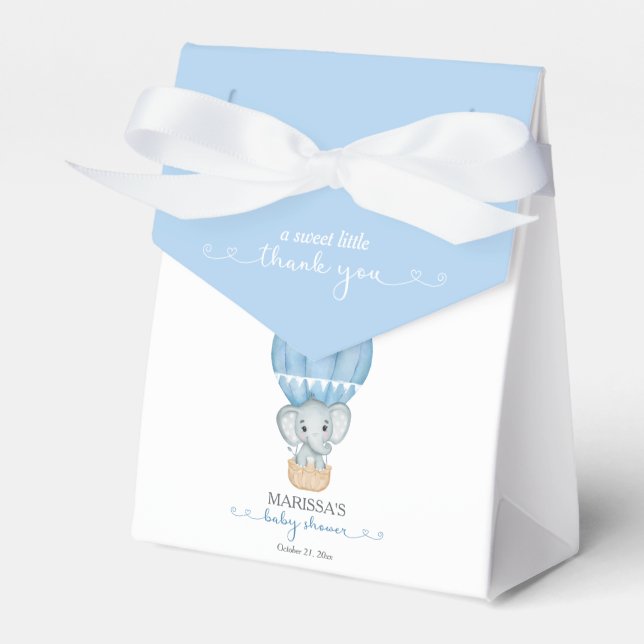 Sweet Little Thank You Blue Elephant Baby Shower Favour Box (Front Side)