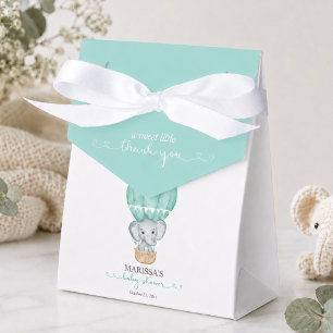 Sweet Little Thank You Green Elephant Baby Shower Favour Box