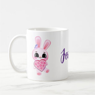 sweet little white rabbit coffee mug