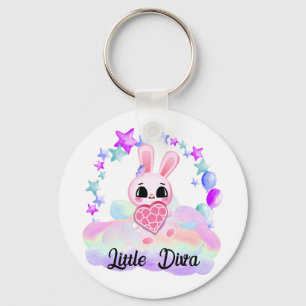sweet little white rabbit key ring