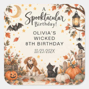 Sweet Little Witch Halloween Watercolor Birthday  Square Sticker