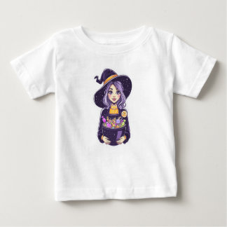 Sweet Little Witch with Magical Candy Bowl Baby T-Shirt