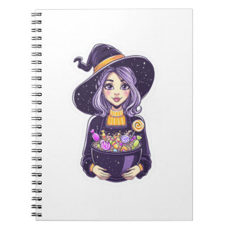 Sweet Little Witch with Magical Candy Bowl Notebook