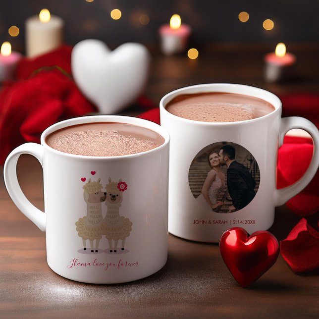 Sweet Llamas Custom Photo Valentines Day Coffee Mug (Creator Uploaded)