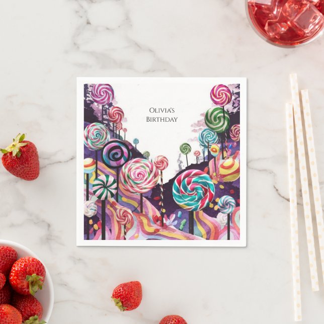 Sweet Lollipop Candyland Birthday Napkin (Insitu)