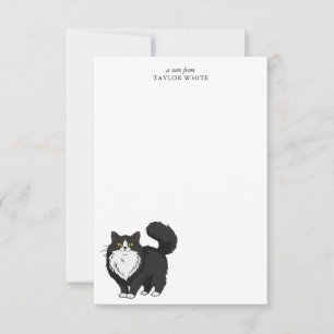 Sweet Long Haired Tuxedo Cat Thank You Card