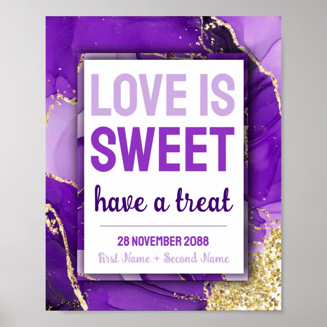 Sweet Love Bat Mitzvah Wedding Dessert Candy Bar Poster (Front)