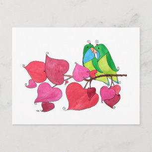 Sweet Love Birds Illustration Postcard