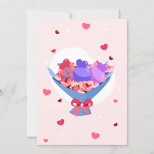 Sweet Love Bouquet Flowers Hearts Ice Cream Holiday Card