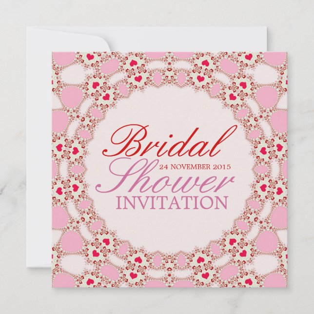 Sweet Love Hearts Lace Bridal Shower Invitation (Front)