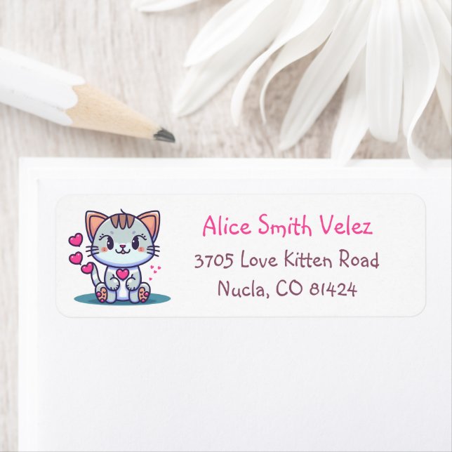 Sweet Love Kitten Return Address Labels (Insitu)