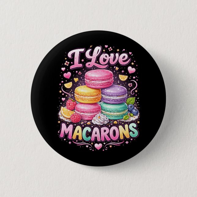 Sweet Love Macarons 6 Cm Round Badge (Front)