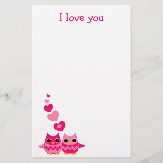 Sweet Love Owls Stationery (Front)