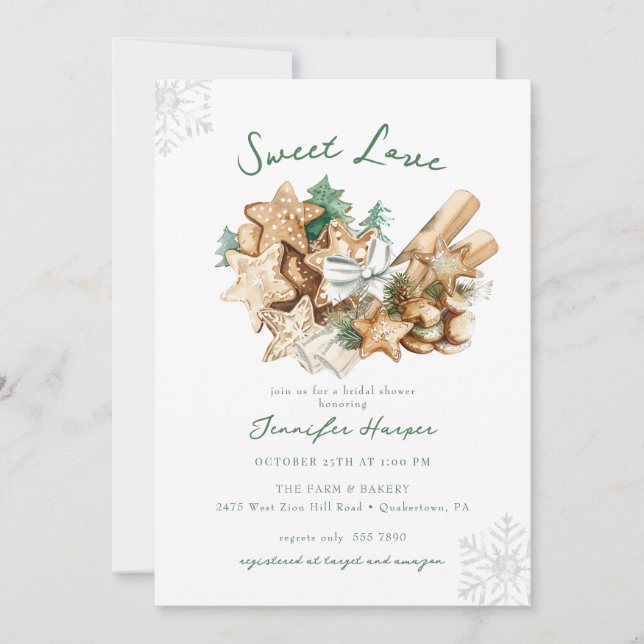 Sweet Love Winter Holiday Bridal Shower Invitation (Front)