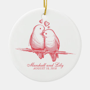 Sweet Lovebirds Valentine Wedding   Ornament