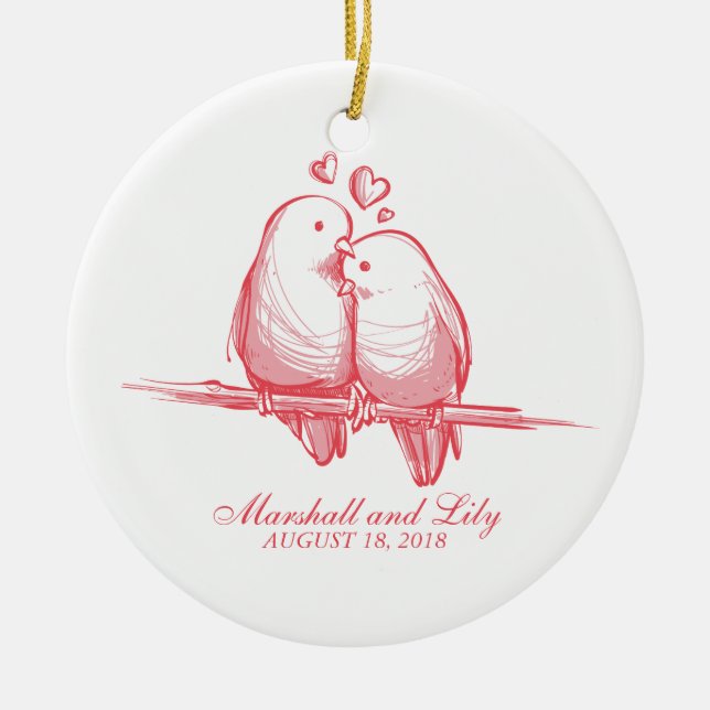 Sweet Lovebirds Valentine Wedding | Ornament (Front)