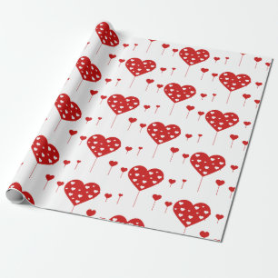 Sweet Lovely Romantic Red Hearts Wrapping Paper