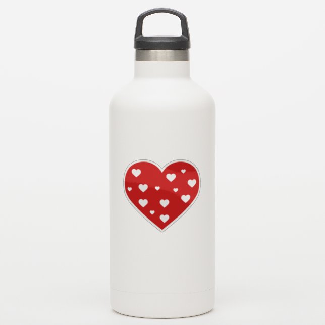 Sweet Lovely Romantic Red White Hearts (Waterbottle)