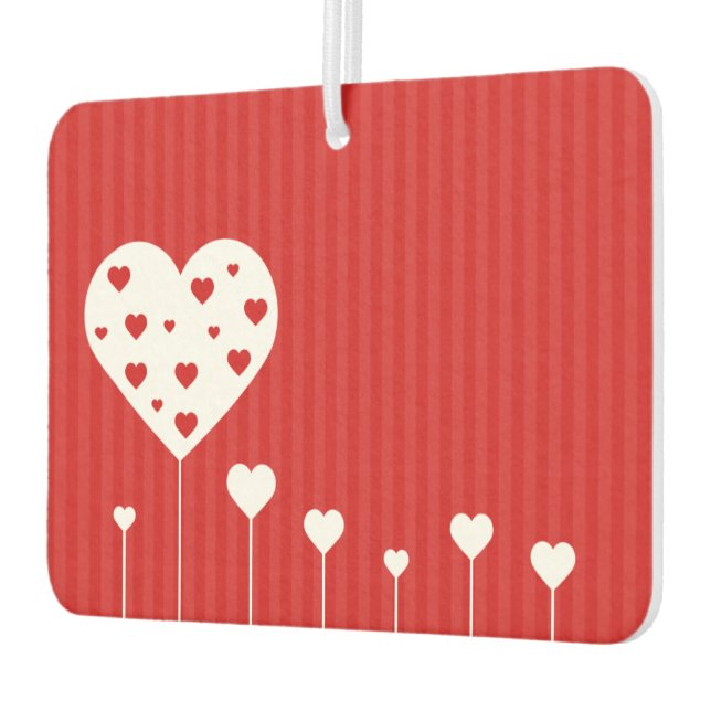 Sweet Lovely Romantic Red White Hearts Car Air Freshener (Left)
