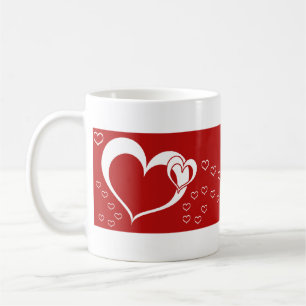 Sweet Lovely Romantic Red White Hearts Coffee Mug