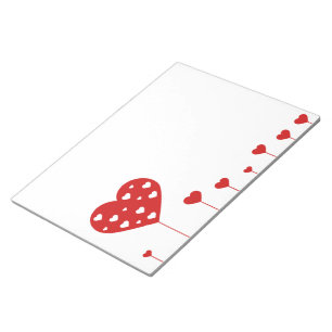 Sweet Lovely Romantic Red White Hearts Notepad