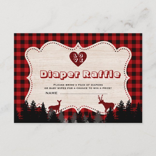 Sweet Lumberjack Baby Shower Diaper Raffle Enclosure Card (Front)