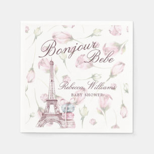 Sweet Macaron Bonjour Bebe Paris Baby shower Napkin